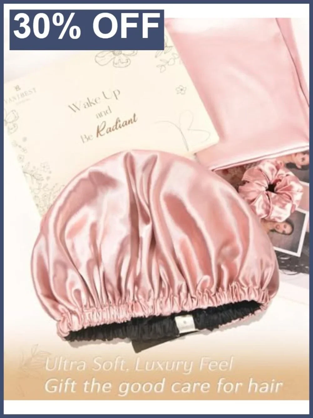Adjustable Satin Bonnet Silk Feeling Hair Wrap Reduce Frizz Sleep Cap